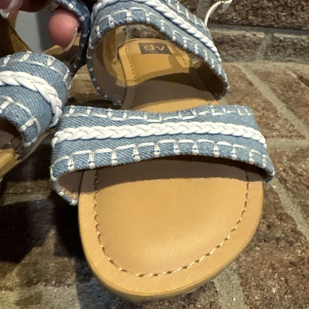 Girls DV Dolce Vita Clovar Blue‎ Strappy Denim Braided Sandals Size 2Y #0021